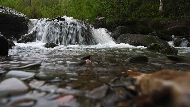 Kuk-Karauk waterfall. Bashkortostan. Summer season river.