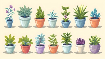 Obraz premium Assorted Potted Succulents and Plants for Desk or Home
