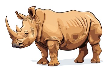 Fototapeta premium A powerful rhino standing against a plain white background. Perfect for various design projects