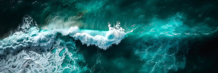 surface waves on the beach, Blue sea surface, water wave surface, blue water wave,  top view	
