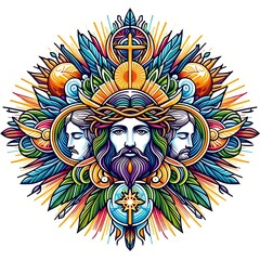 jesus christ religious imageswork of a man with a crown of thorns and a cross image art realistic attractive illustrator