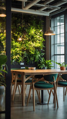 Green Office Oasis, Sustainable Design Elements in a Co-working Space Interior