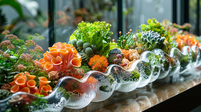 Bio art, integrates living organisms, biological processes into artistic expression. Biotechnology, genetics, ecological concept