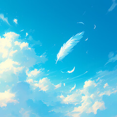 Serene Celestial Feathery Puffy Cloud Illustration for Fantasy and Dreamscapes