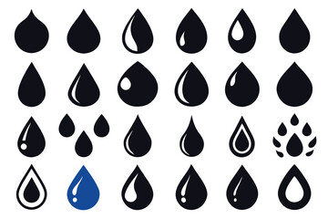 Set of water icon Silhouette Design with white Background and Vector Illustration on white background