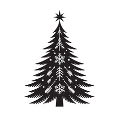 Obraz premium Christmas tree silhouette on white background