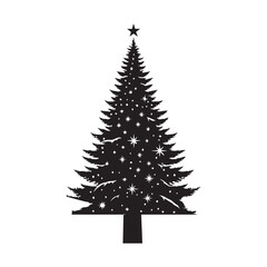 Christmas tree silhouette on white background