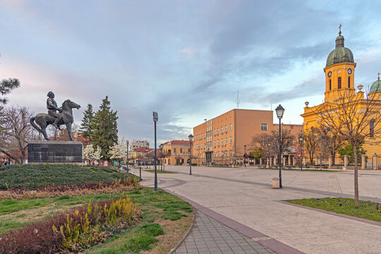 Town Square at Spring Afternoon in Negotin Serbia