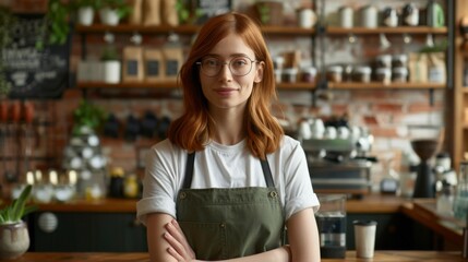 Smiling Barista in Coffee Shop