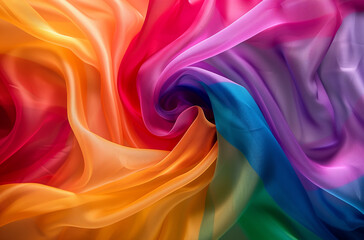 Obraz premium rainbow pride month colored background, silk fabric, in the style of an LGBT concept, Generative AI