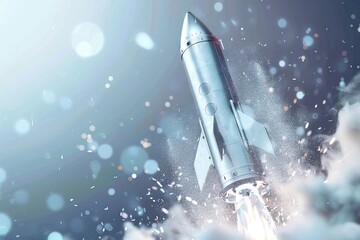 futuristic smartphone launching sleek silver rocket accelerating mobile technology innovative business concept 3d illustration