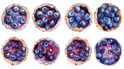 Blueberry tartlets Delightful homemade pastry treats with fresh juicy berries in a delicious flaky crust - obrazy, fototapety, plakaty