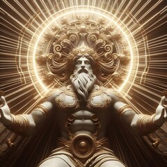 Ancient god radiating power. - obrazy, fototapety, plakaty