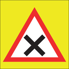 Uncontrolled intersection traffic sign on a yellow background, Traffic signs vector design