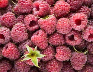 a lot of small whole raspberries texture close up - obrazy, fototapety, plakaty