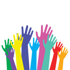 leaving colorful hands, concept of freedom, diversity and human rights. Flat style vector illustration