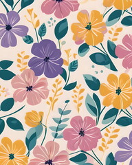 Beautiful floral pattern sweet flowers  - obrazy, fototapety, plakaty