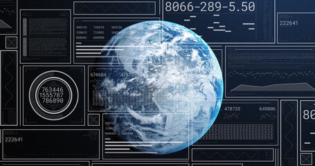 Obraz premium Image of data processing over globe