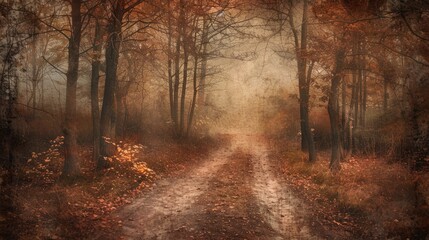 Conceptual Image of a Textured Autumn Trail