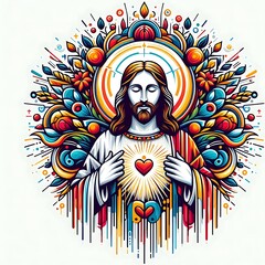 A colorful illustration of a jesus christ religious images realistic card design card design illustrator.