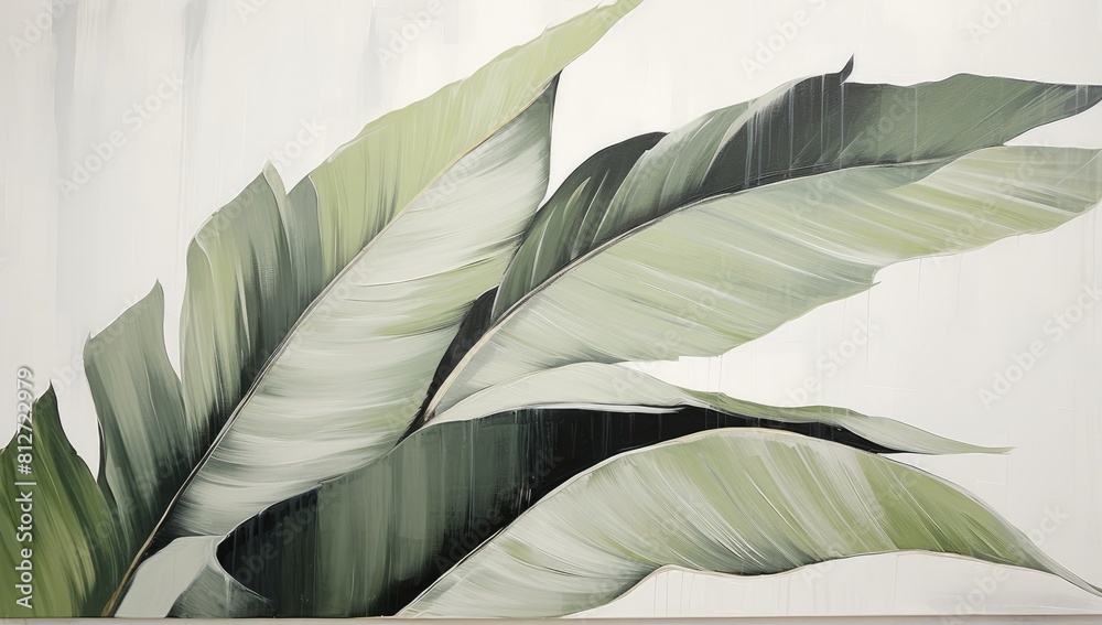 Sticker summer paradise: banana leaves creating a lush tropical backdrop