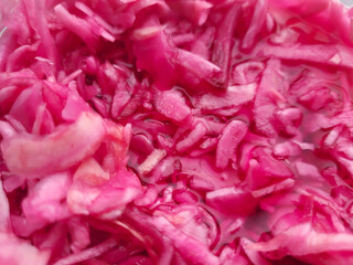 Bright pink sauerkraut salad with beetroot