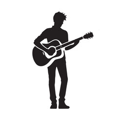 modern musician silhouette isolated on white background