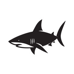 shark silhouette and aquatic silhouette on white background