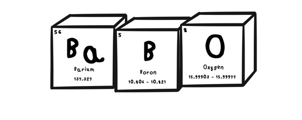 Babo wording in periodics table style illustration with transparecy background