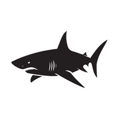 Fototapeta premium shark silhouette and aquatic silhouette on white background