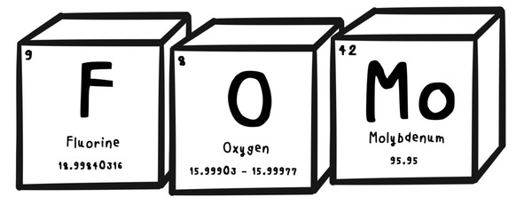 FOMO wording in periodics table style illustration with transparecy background