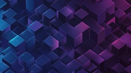 A 3D render of geometric cubes arranged in a pattern with a blue-purple gradient, creating a visually pleasing abstract image