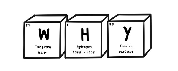 why wording in periodics table style illustration with transparecy background