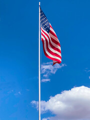 american flag on sky