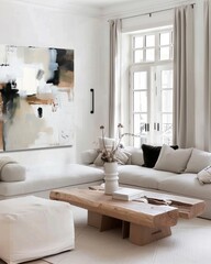 Modern living room, fireplace