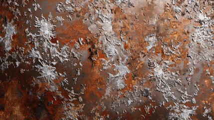 Fototapeta premium Brown painted frozen metal surface texture