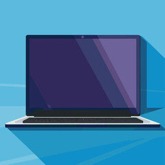 Modern laptop with a sleek design on a blue background.