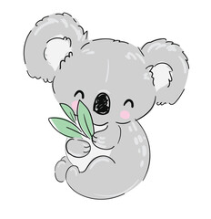 Vector cute koala simple illustration. Kids print.