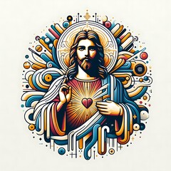 A graphic of a jesus christ with his arms raised image photo lively used for printing illustrator.