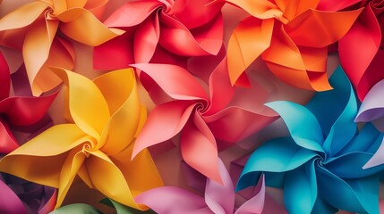 A mix of colorful spinning pinwheels.