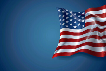 Fototapeta premium Republic Day honored with a USA flag on a patriot blue background.