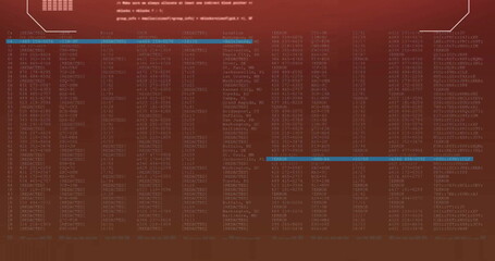 Image of text and data processing over dark background