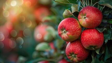 Obraz premium On a white background, red apples on an apple tree, close-up shot, vibrant colors, nature photography, high resolution