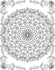 Printable Mandala Coloring Page for Adults. Educational Resources for School for Kids. Adults Coloring Book. Mandala Coloring Activity Worksheet.