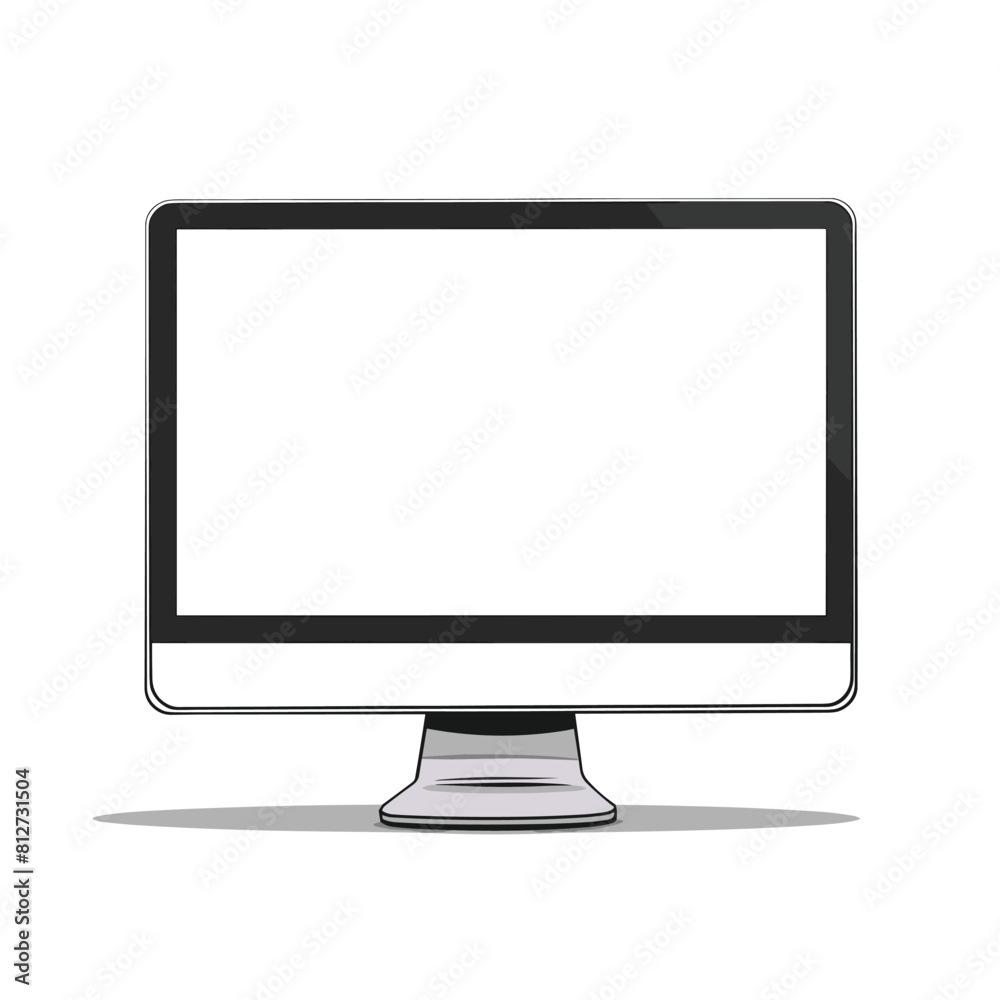 Poster minimalist computer monitor with a blank screen on a white background.