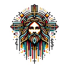 jesus christ religious images of a man with long hair and a cross image art realistic harmony has illustrative meaning illustrator.