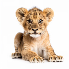 Obraz premium lion cub isolated on white background 