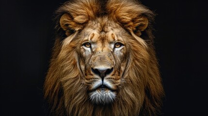Fototapeta premium close up Portrait of a lion with a rich black mane