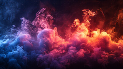 Rainbow Colored Smoke and Light Bokeh Background Vector with Glowing Particles
