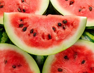 many slices of watermelon close-up texture